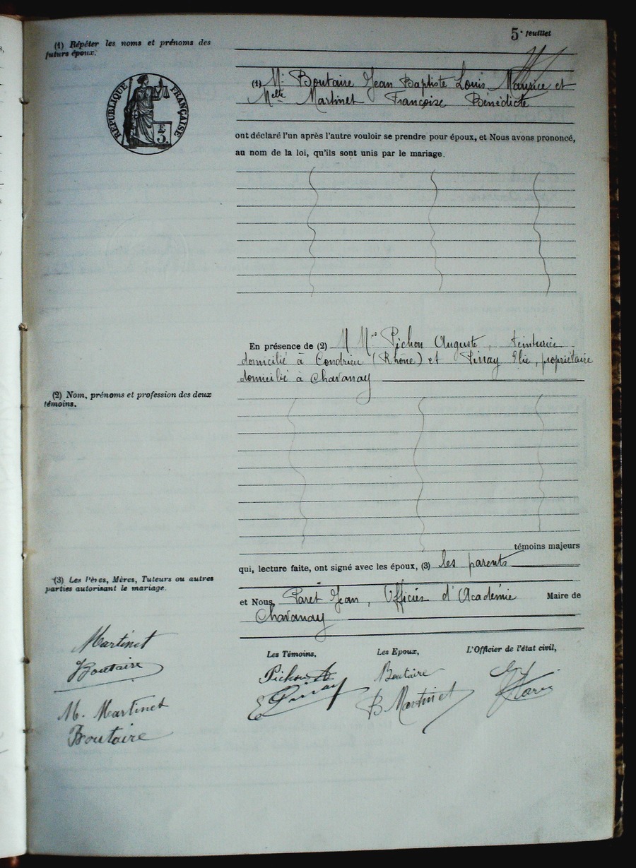 Page du registre